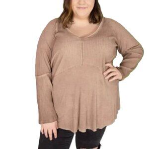 Ribbed V-Neck Tunic Top Women 2XL